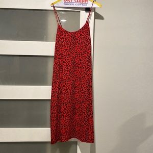 Charlie Holiday Midi leopard slip dress, lined, Adj. straps, Size 4.